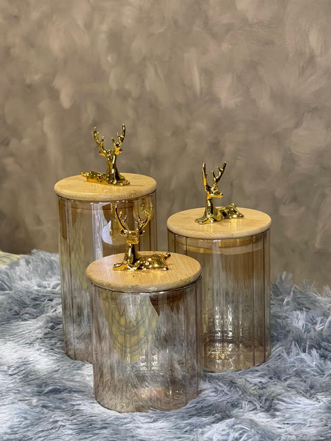 Deer Glass Storage Jar